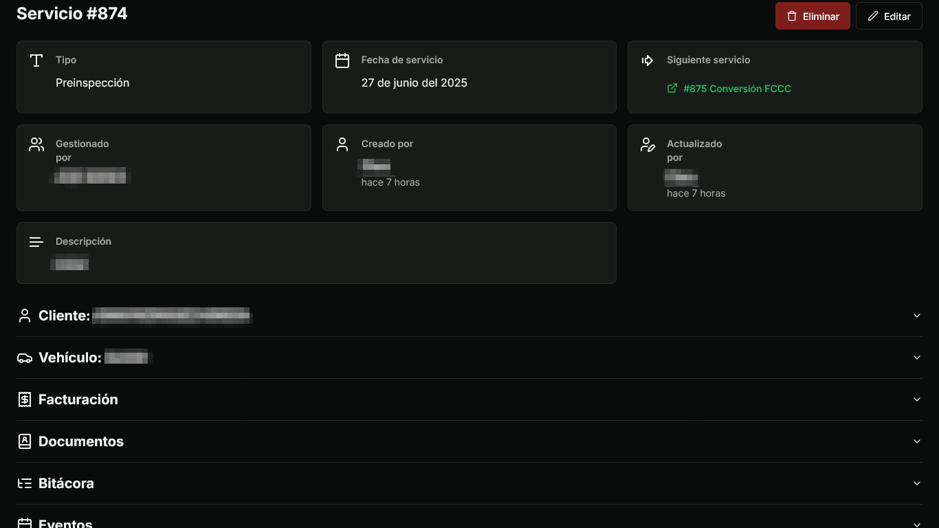 Service page