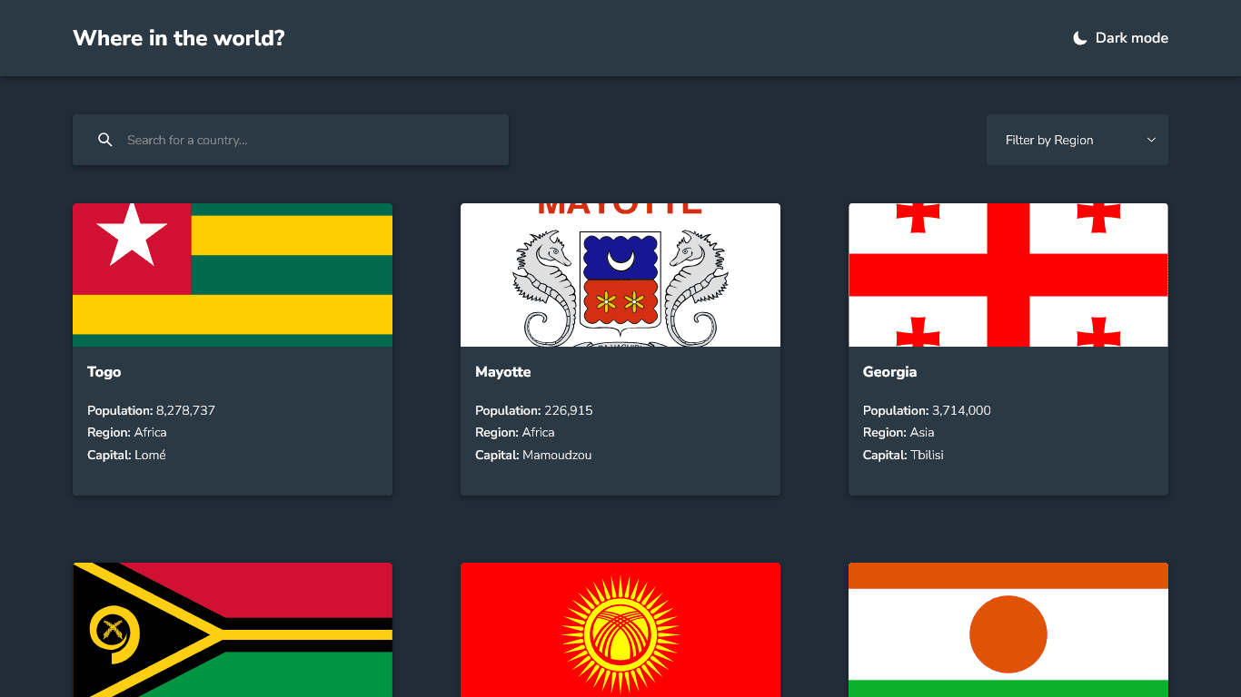 Screenshot of Countries
